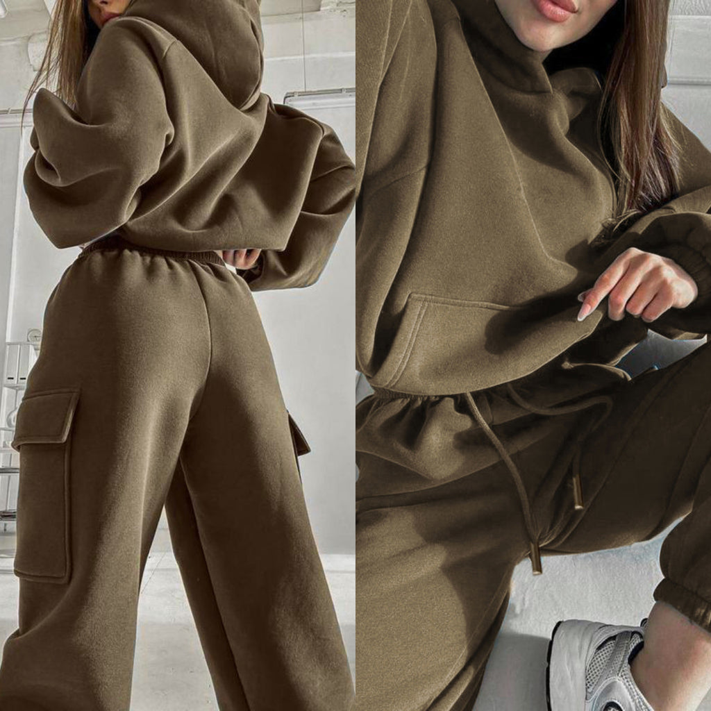 Solid Color Fashion Sweater Set – Sports and Leisure 2-Piece Outfit