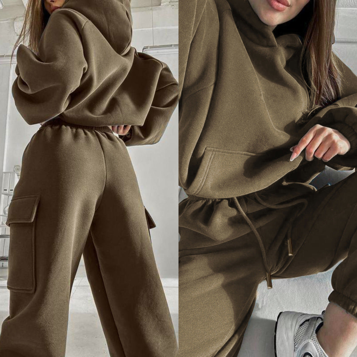 Solid Color Fashion Sweater Set – Sports and Leisure 2-Piece Outfit