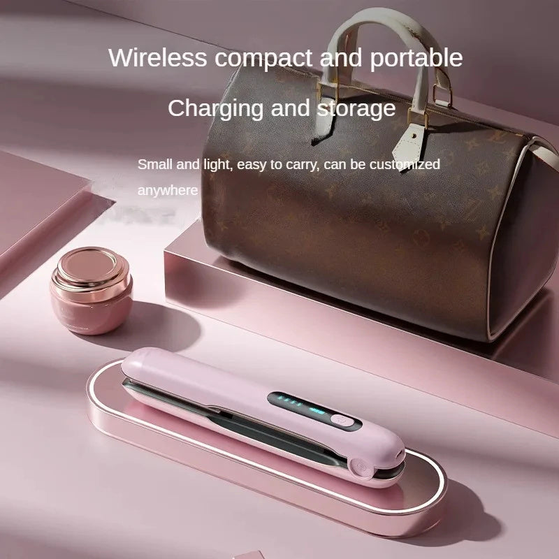 Wireless Flat Iron Hair Straightener & Curling Tool – USB Rechargeable, 5000mAh Battery, for Wet & Dry Hair
