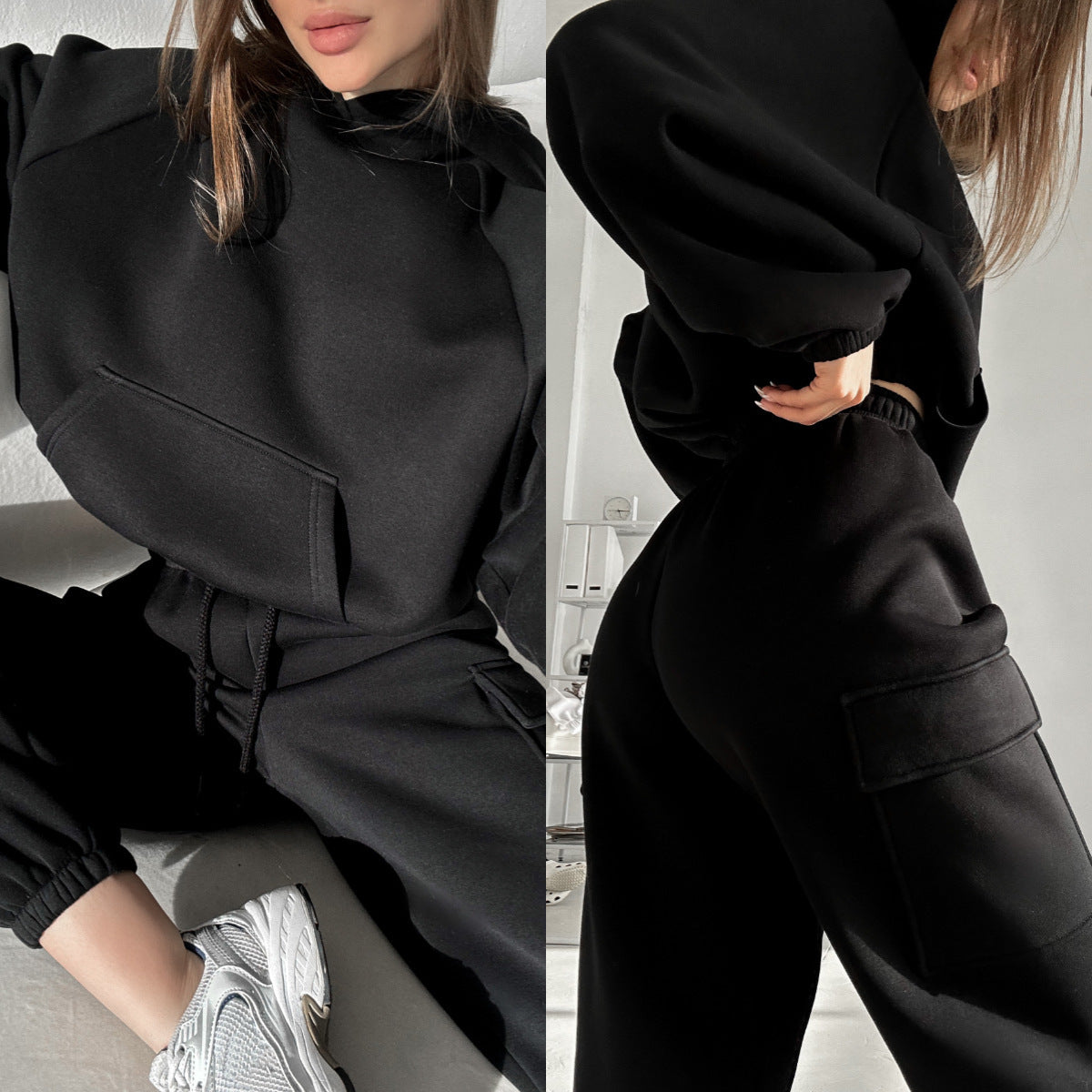 Solid Color Fashion Sweater Set – Sports and Leisure 2-Piece Outfit