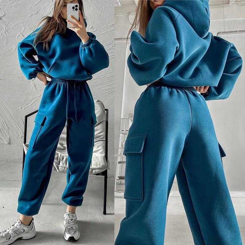 Solid Color Fashion Sweater Set – Sports and Leisure 2-Piece Outfit