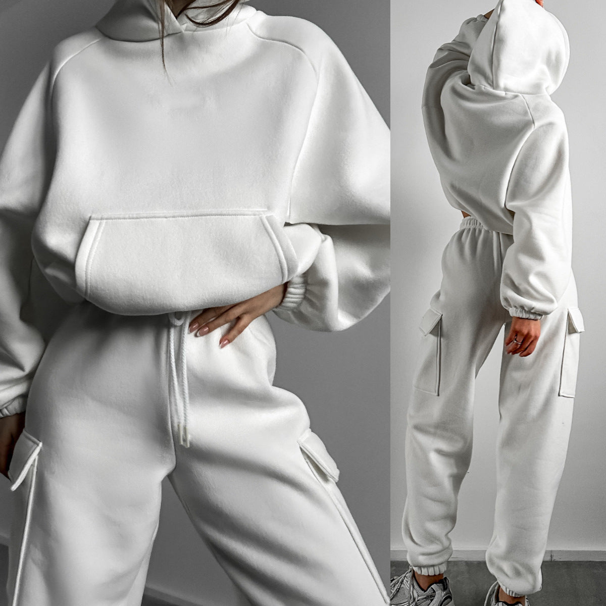 Solid Color Fashion Sweater Set – Sports and Leisure 2-Piece Outfit