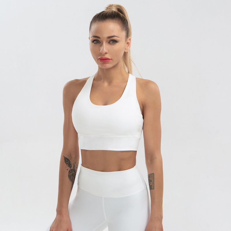Shockproof Sports Bra & Fitness Top – Women's Solid Color Activewear for Running & Yoga